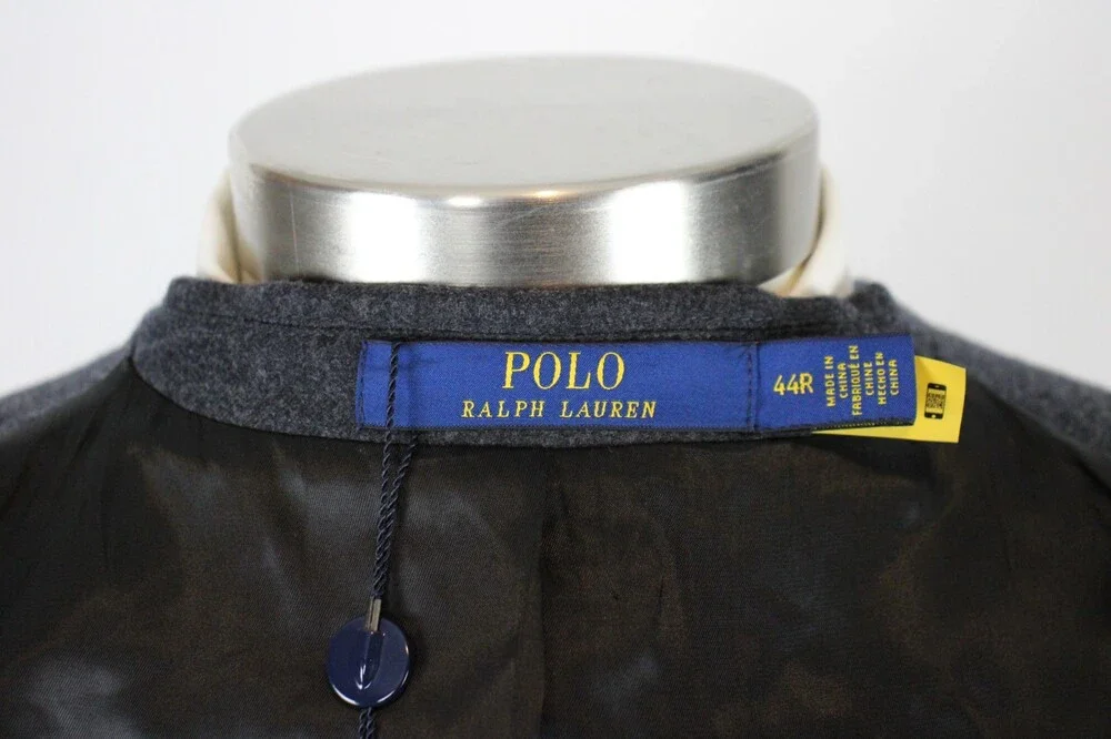 Polo Ralph Lauren Jacket 44 R Mens Grey Wool Modern Fit Sport Coat Blazer New